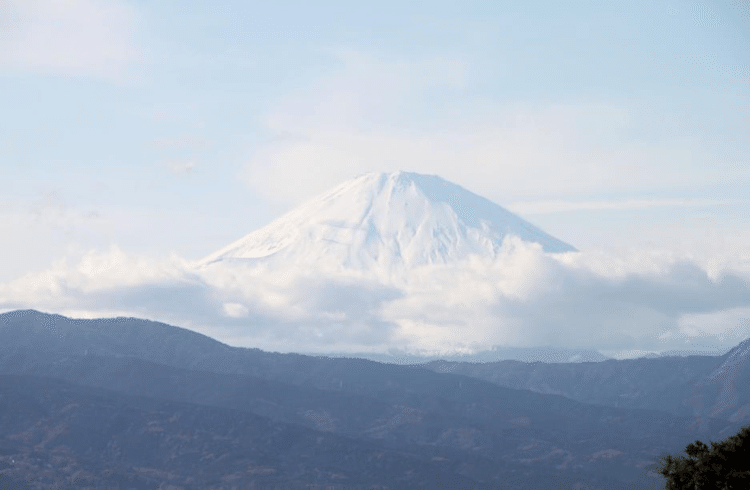 曽我丘陵から見た富士山。宙に浮いてるようですね。2012年12月19日。