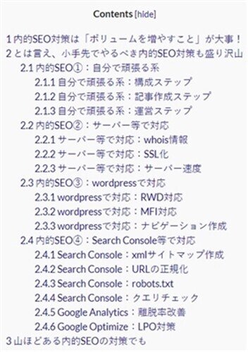 ささみサロン、内的ｓｅｏ、目次