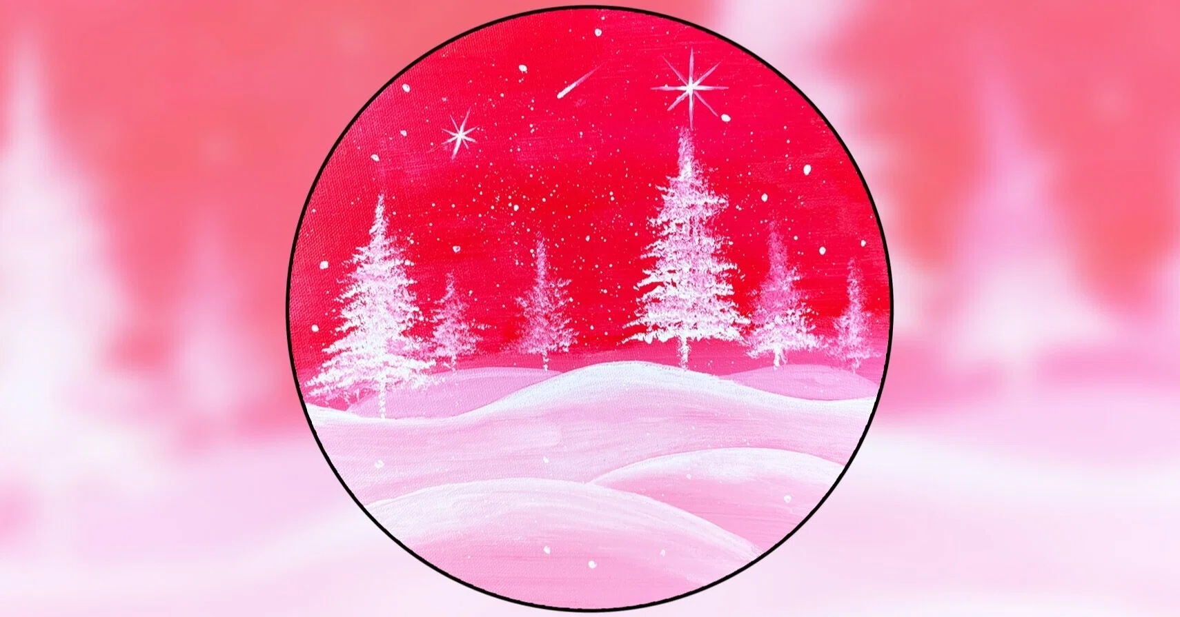 アクリル絵の具で【ピンク色の風景】を描く方法 | 初心者が簡単に絵を