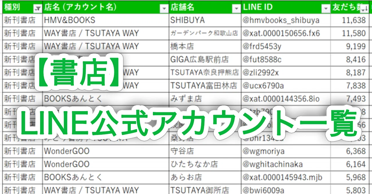 書店】LINE公式アカウント一覧を作ってみた｜LINE BOOKUOKA