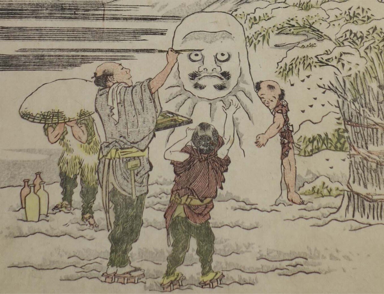 油絵 絵画【雪だるま】 江戸時代の雪だるまは「だるま」だったというお話｜太田記念美術館