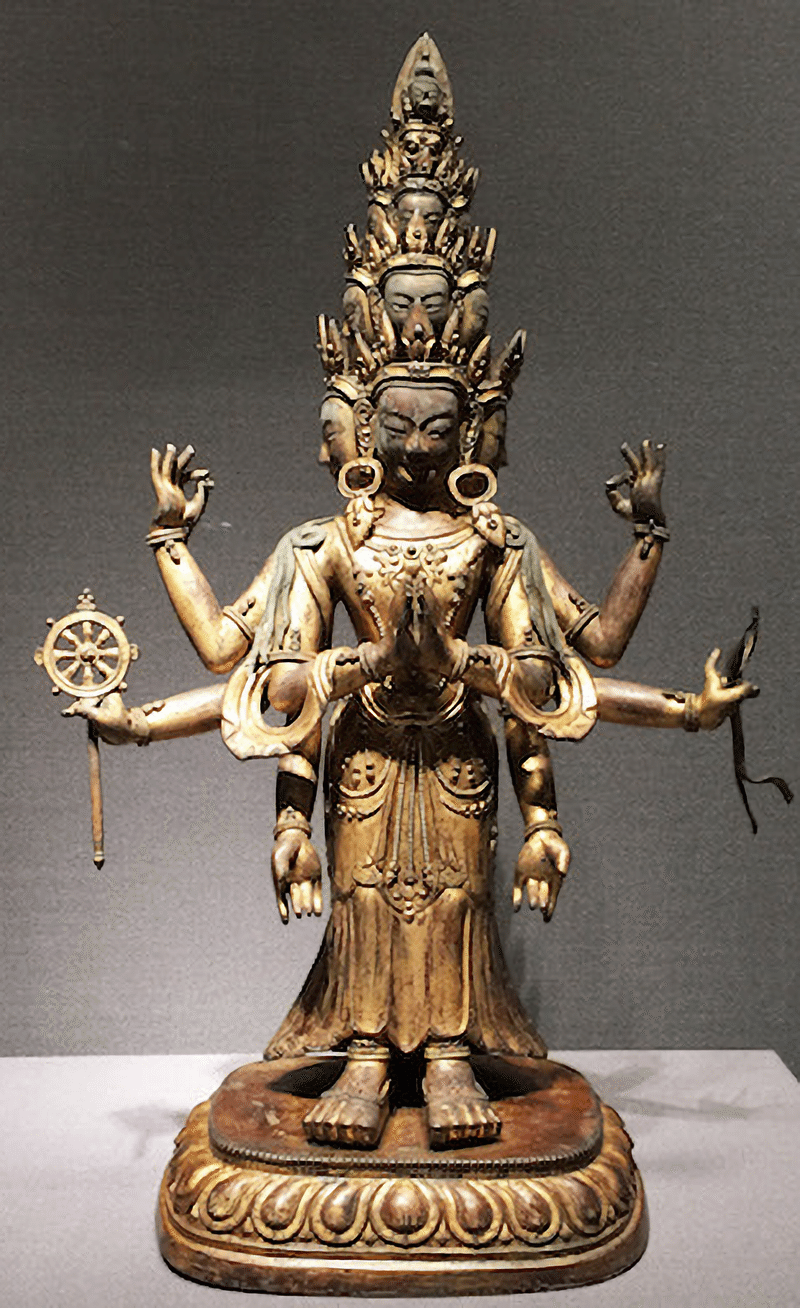 八臂十一面観音立像：チベット、17-18世紀　東京国立博物館所蔵