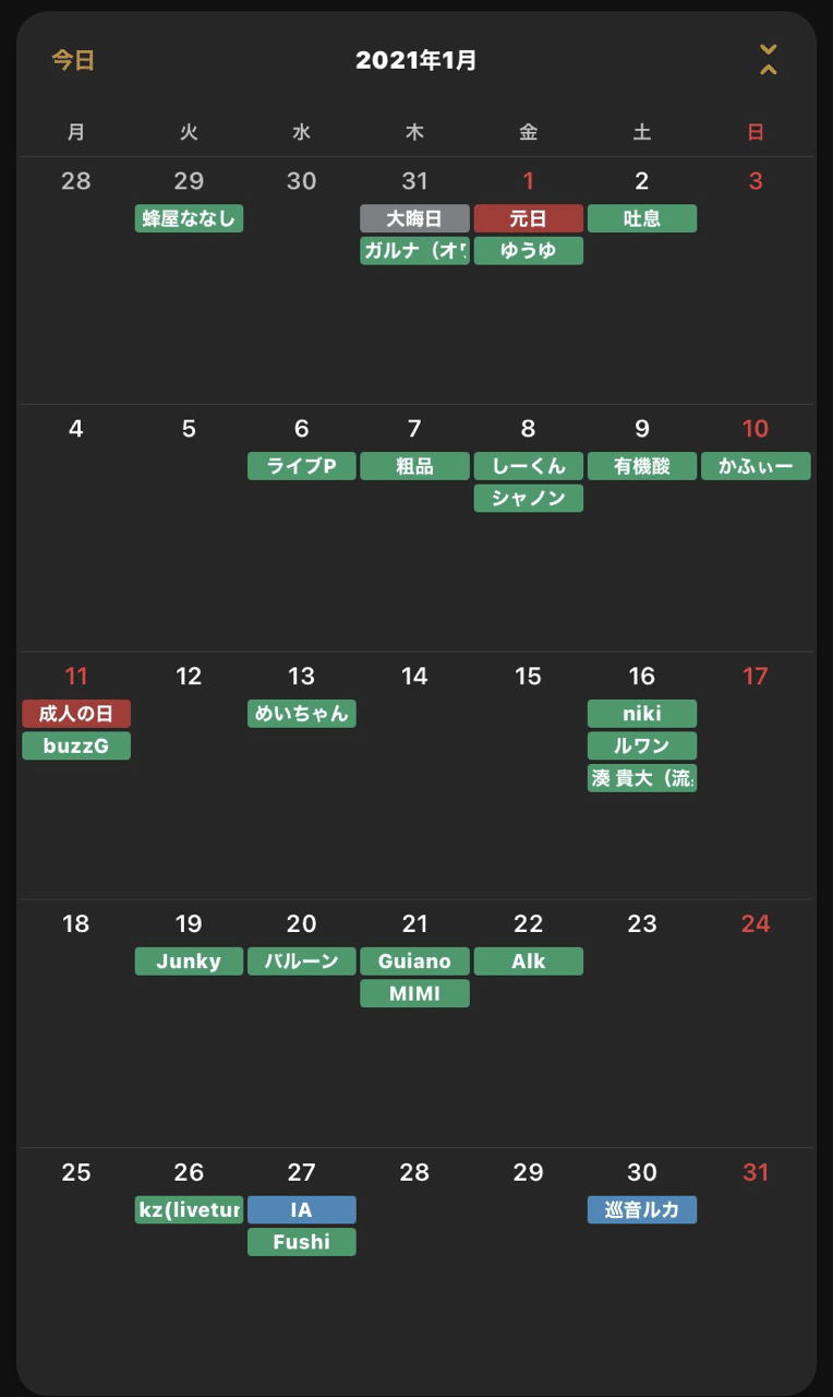 2021年度版ボカロp誕生日カレンダー 月去p Note 2021年度版ボカロp誕生日カレンダー 月去p Note
