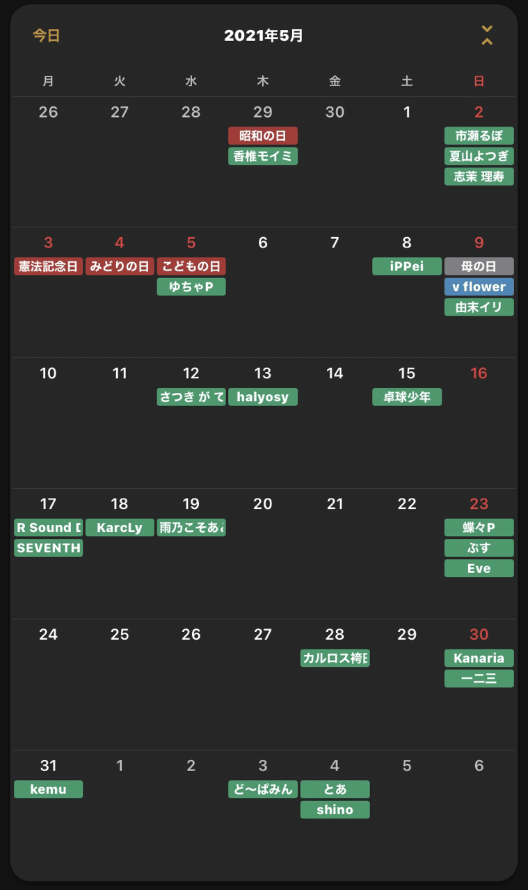 2021年度版ボカロp誕生日カレンダー 月去p Note 2021年度版ボカロp誕生日カレンダー 月去p Note