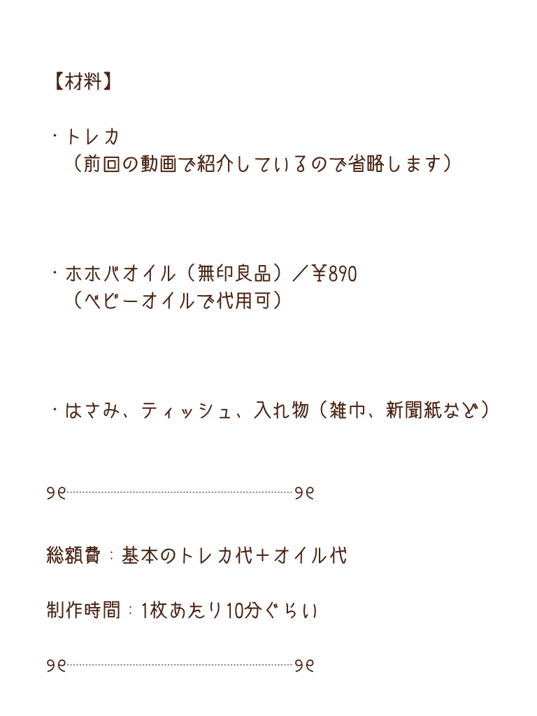 半透明トレカ 材料 Kiko Note