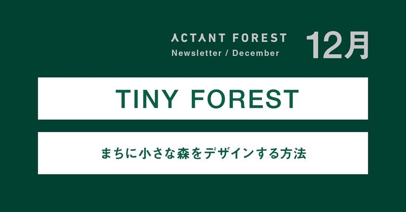 ACTANT FOREST：ニュースレター12月：TINY FOREST