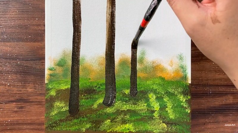 アクリル絵の具で 森林の朝 を描く方法 初心者が簡単に絵を描く方法 Junya Art Note