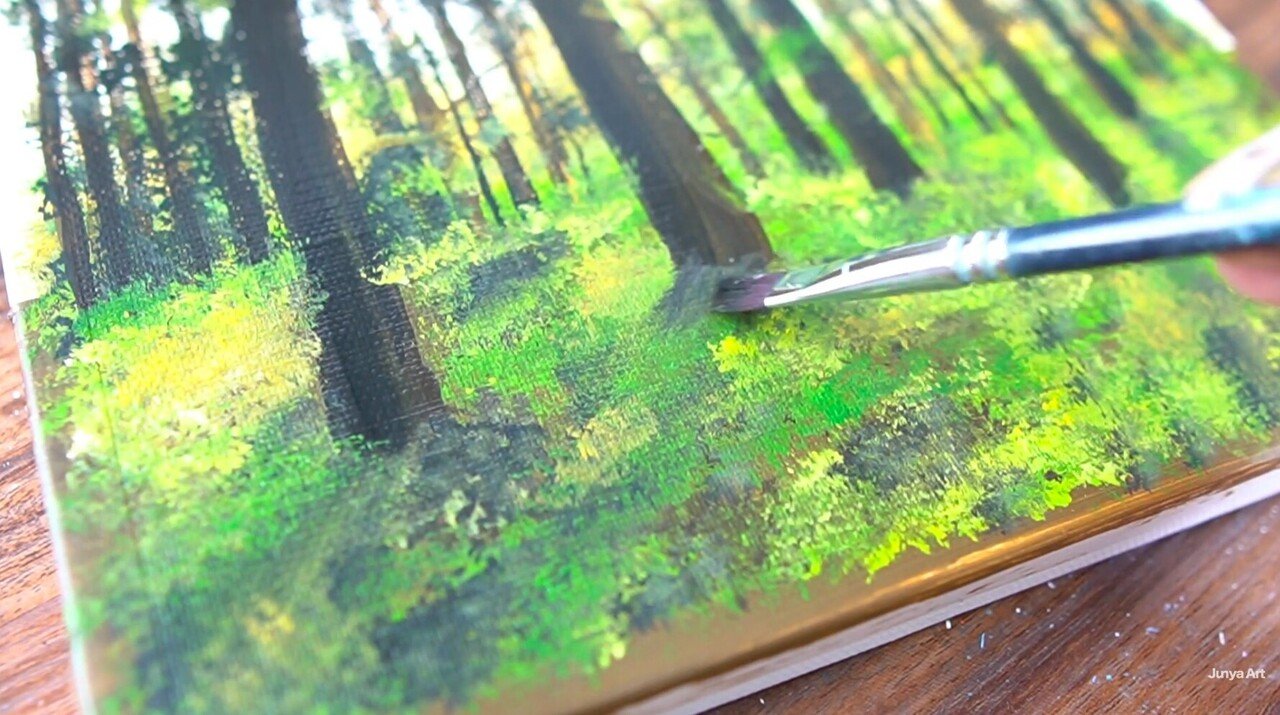 アクリル絵の具で 森林の朝 を描く方法 初心者が簡単に絵を描く方法 Junya Art Note アクリル絵の具で 森林の朝 を描く方法 初心者が簡単に絵を描く方法 Junya Art Note