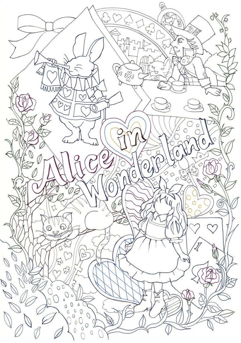 初版本の原画をアレンジした不思議の国のアリスの塗り絵 ぬりえラボのｎｏｔｅ Note