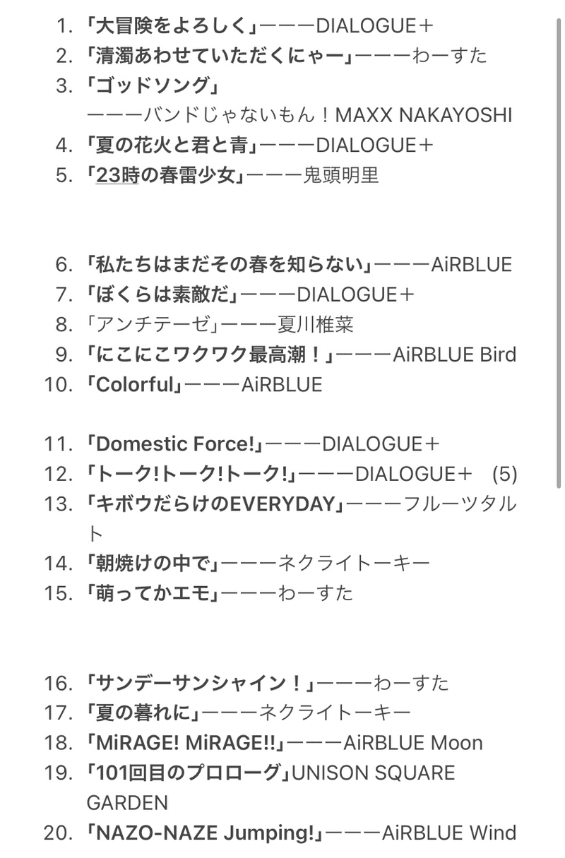 年 楽曲10選 くるみ Note