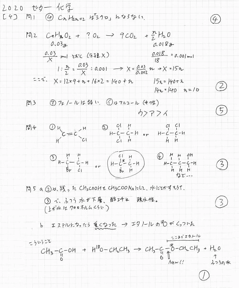 2020化学】大学入試センター試験 解説｜宮元一賢⌬Miyamol