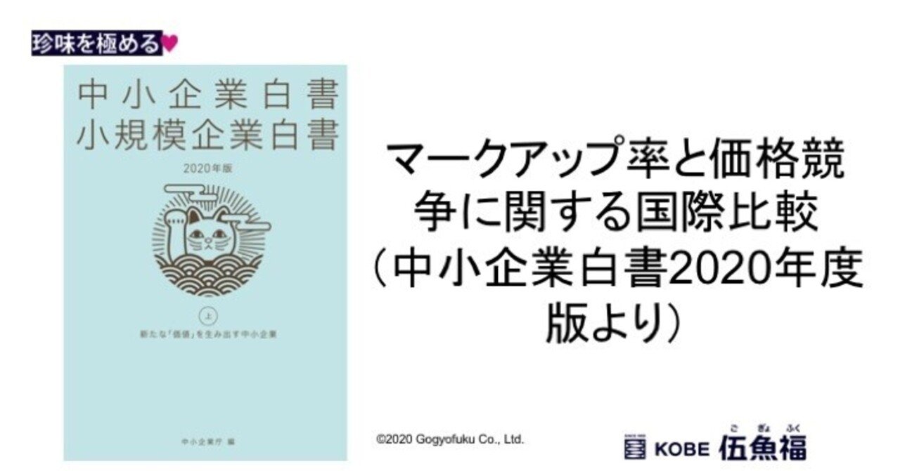 マークアップ率と価格競争に関する国際比較 中小企業白書年度版より 山中勧 伍魚福社長 Note