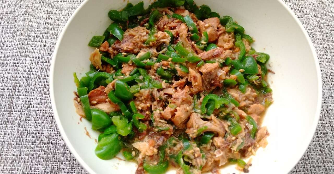 味噌サバ缶とピーマンの混ぜ合わせ あいひろ Note