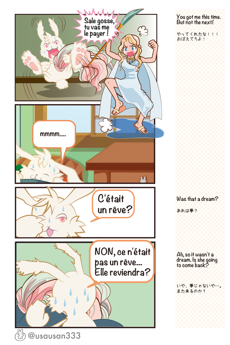 マンガで読む仏語諺41 L Occasion Est Chauve チャンスの女神様は うさうさん 宇佐兎三 Note