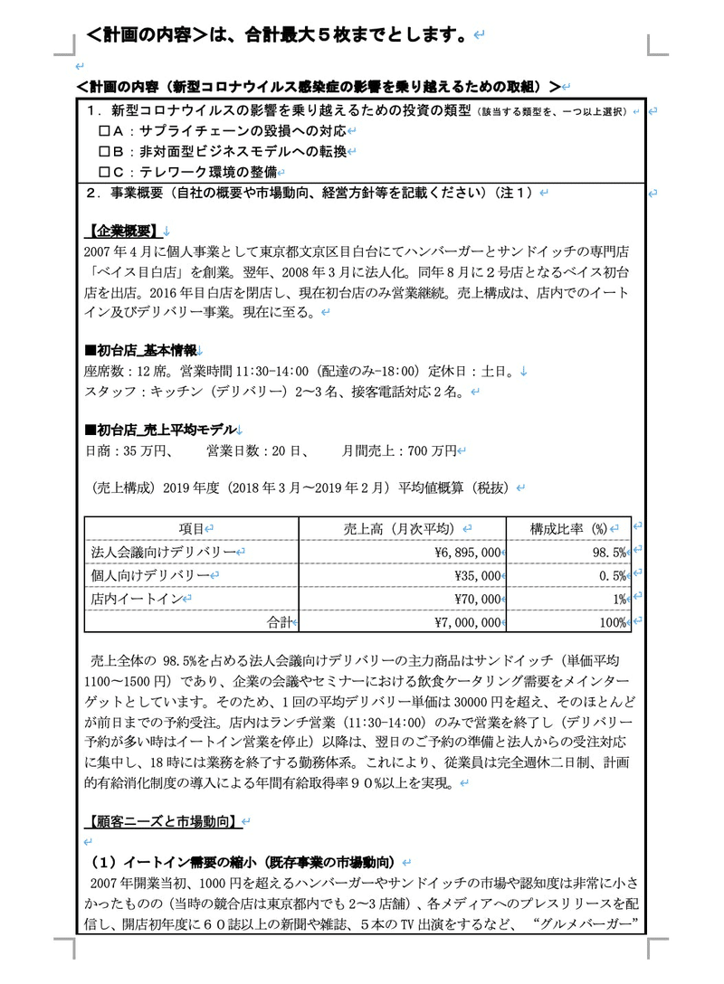 起業する勇気がわく話 4 小規模事業者持続化補助金 コロナ型 計画書を開示します Sosuke Sugawara Note