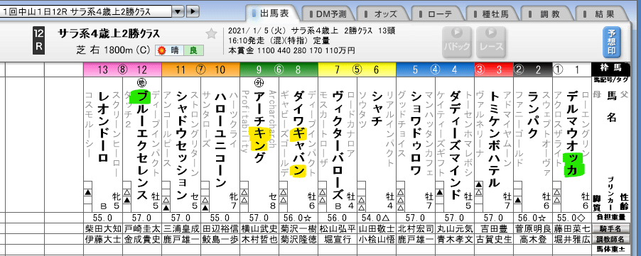 中山１２レース