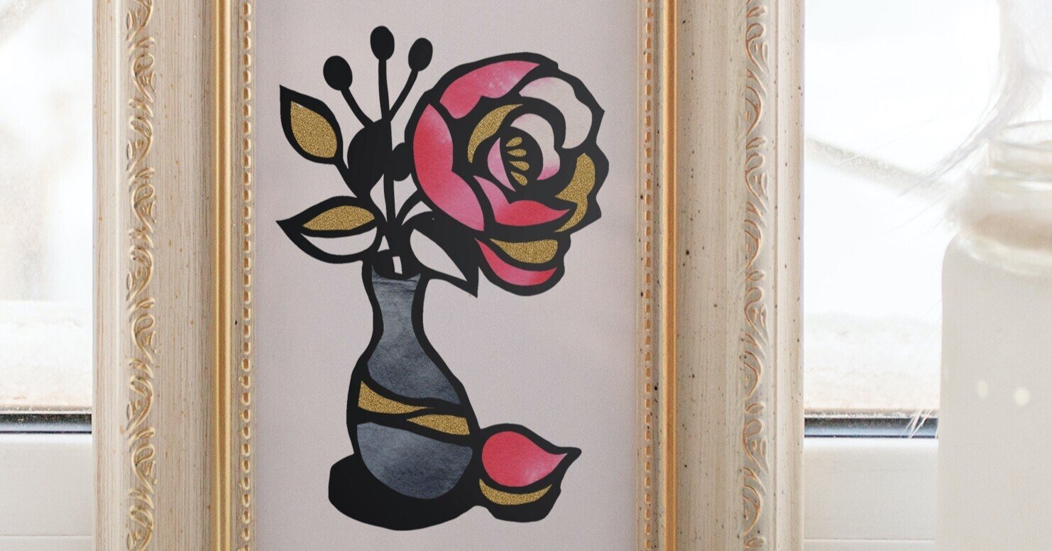 フリー図案no 091 花と花瓶 の切り絵 華色切絵 平石智美のカラー切り絵を楽しむnote Note フリー図案no 091 花と花瓶 の切り絵 華色切絵 平石智美のカラー切り絵を楽しむnote Note