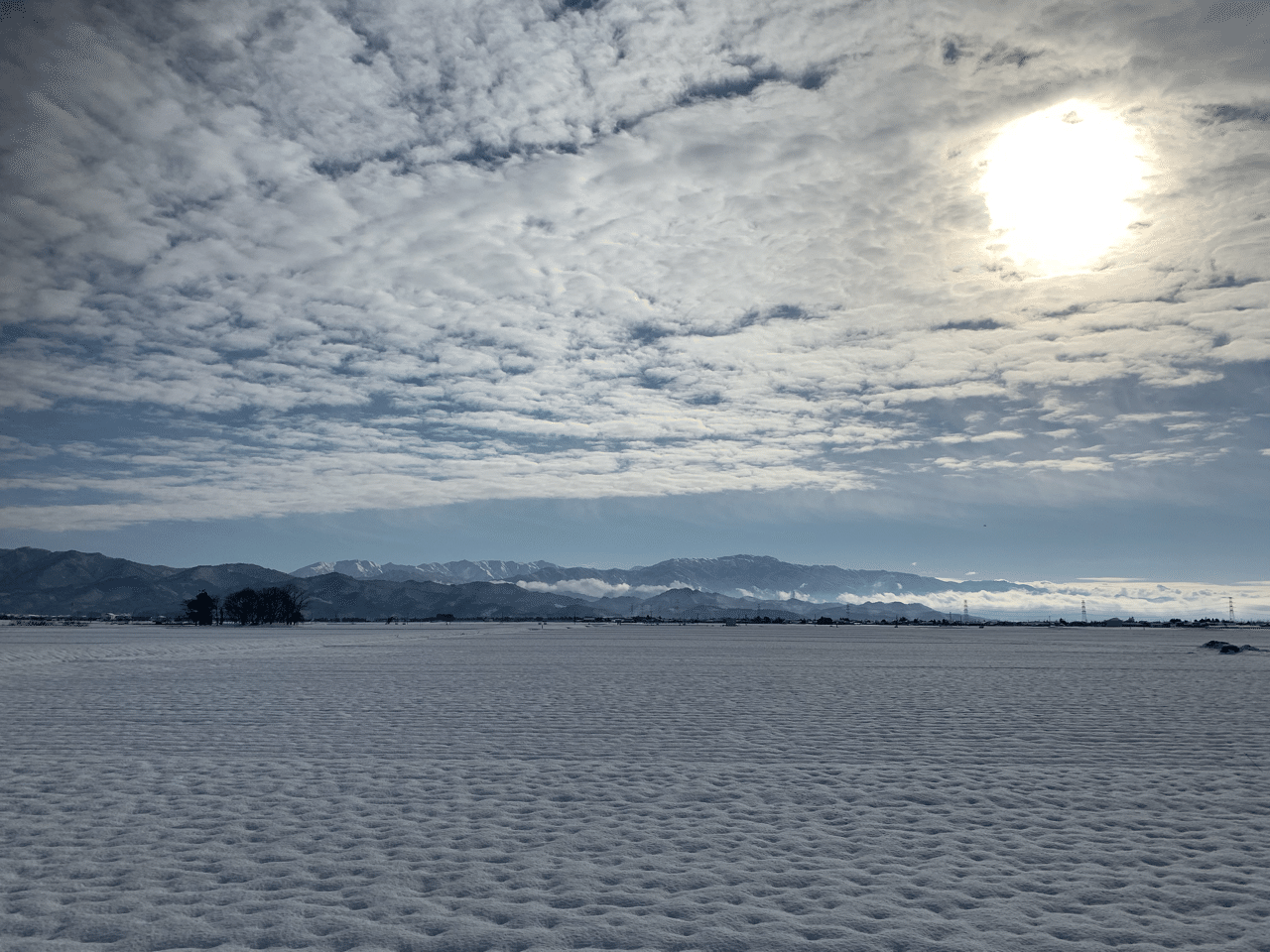 クラッカーの上みたいな雪 新潟の冬はほぼ鉛色の空です そのかわり晴れた日のお日様のありがたさは格別です 雪が降った翌日に晴れようものならその美しさときたら僕のカメラの腕では表現できません 空から 新井田 慎 Note