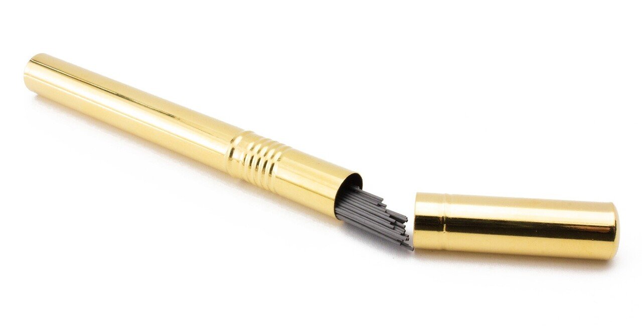 カーキ×インディゴ 木軸 シャーペン 0.5mm 紫檀 芯ケース 真鍮合金製