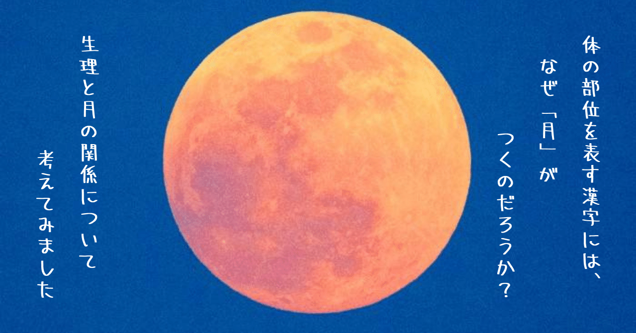 体の部位を表す漢字には なぜ 月 がつくのだろうか 生理と月の関係について考えてみました 青春エイリアンズ商店39番地 開店準備中 Note