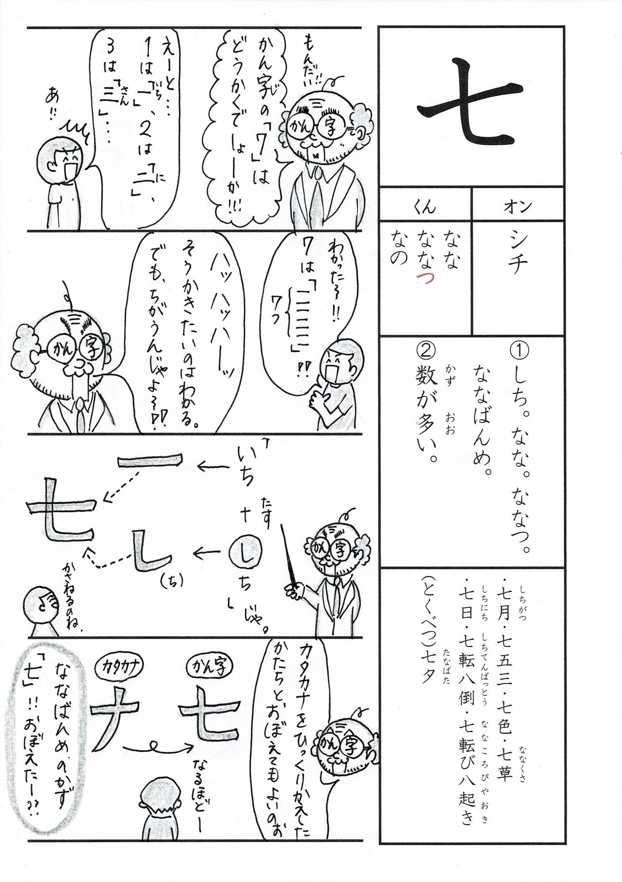 漢字四コマ漫画 小１の漢字 七 はこう覚えようの巻 Sun Sunny D01 Note