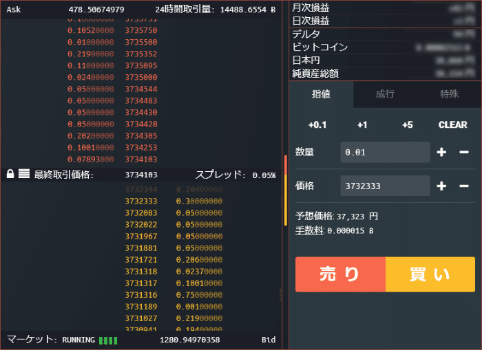 ②bitFlyer Lightning指値