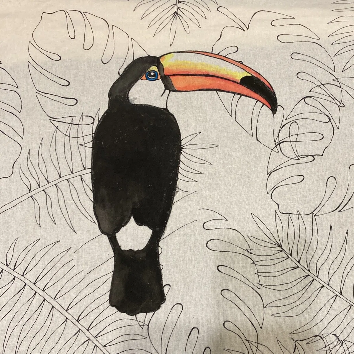 オニオオハシ　ペン画No.26 ジャングル展に向けて♪3〜オオハシさんに色を塗る🐥〜｜ふんわり♪