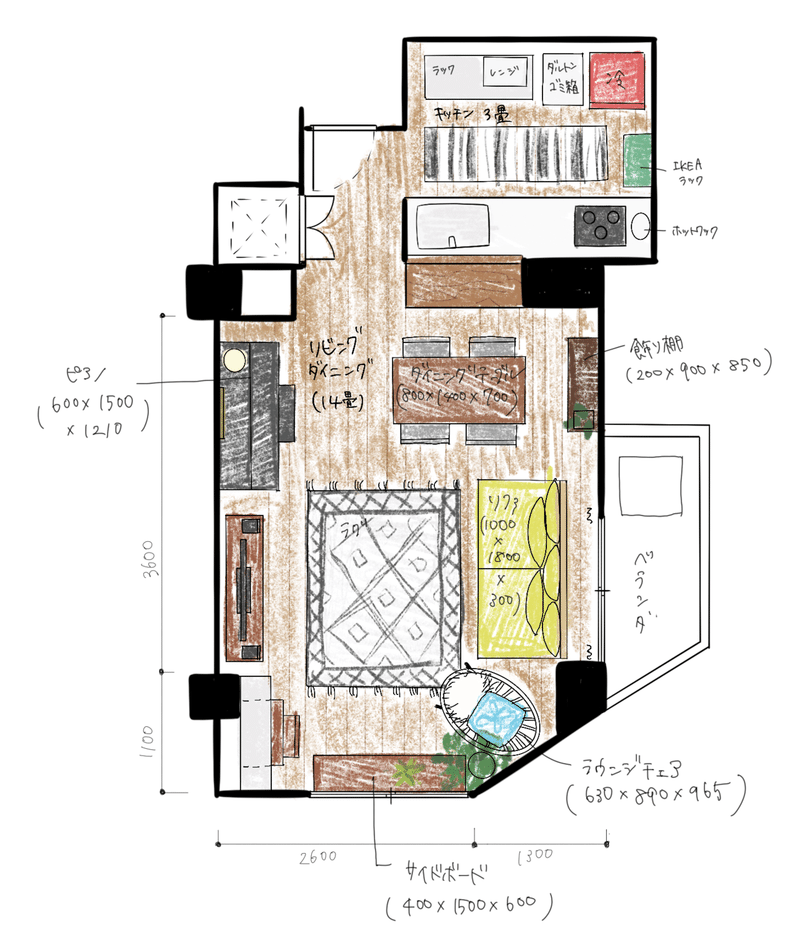 とりあえず合格点を取るインテリアレイアウトのきほん 妄想間取り図3パターン 早 Saki Itとドレス作りとdiy Note