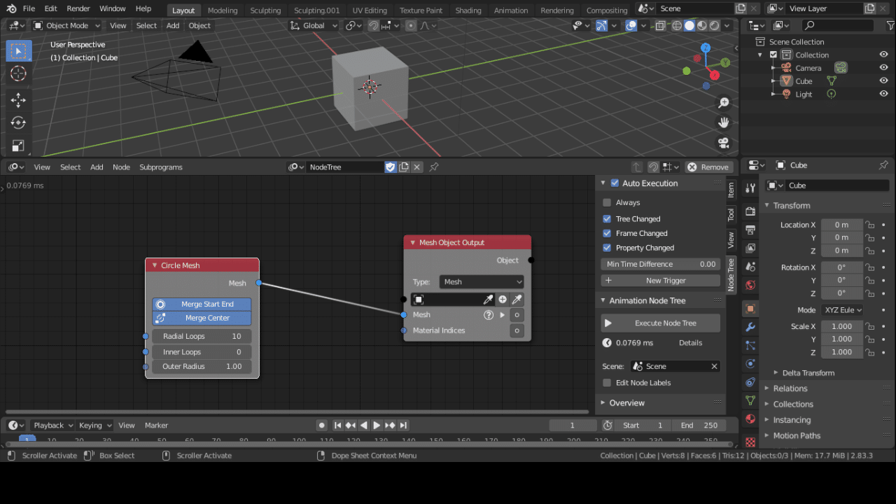 Blender アニメーションノード メッシュの表示 銀感じょう Note