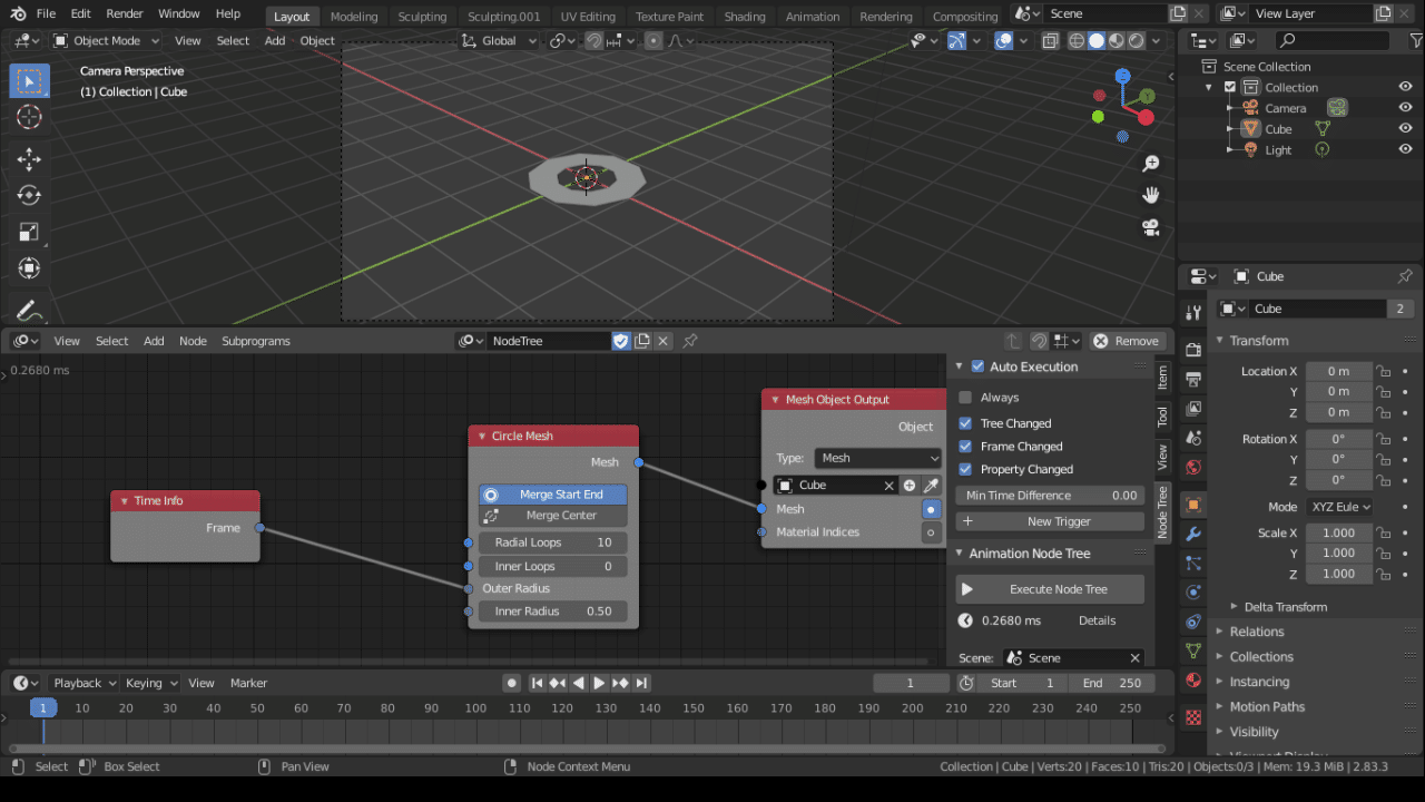 Blender アニメーションノード Timeinfo 銀感じょう Note