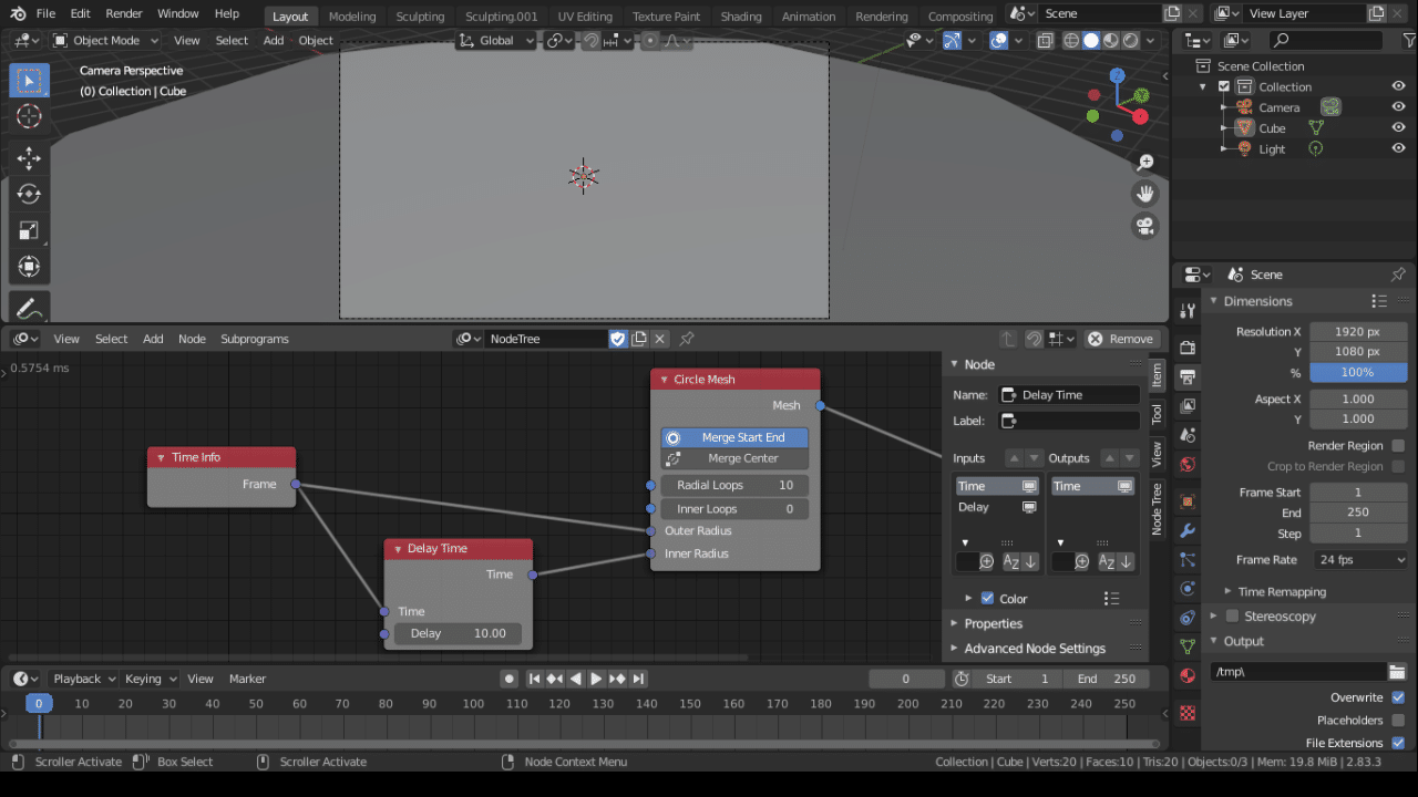 Blender アニメーションノード Delay 銀感じょう Note