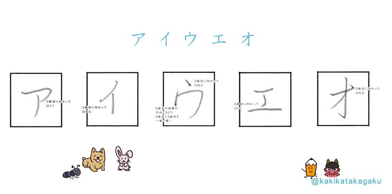 その７７ 行書にあうカタカナ アイウエオ カキクケコ かきかた科学 Note