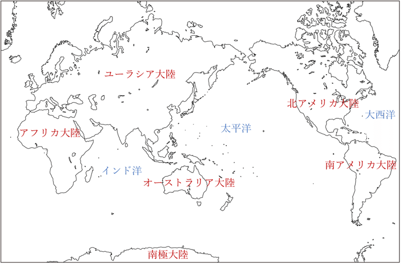 3 大問１対策 世界地理 六大陸三大洋と緯度経度 世界地図 黒猫 Note