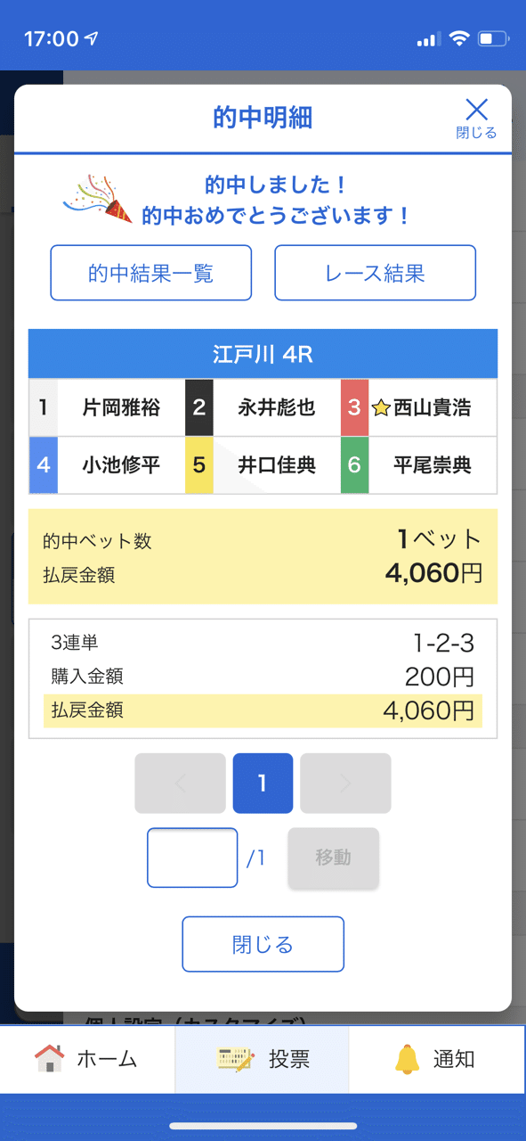 結果 1 17 日 江戸川4r 的中 20 3倍 かまっそ ボートレース 競艇 予想 Note
