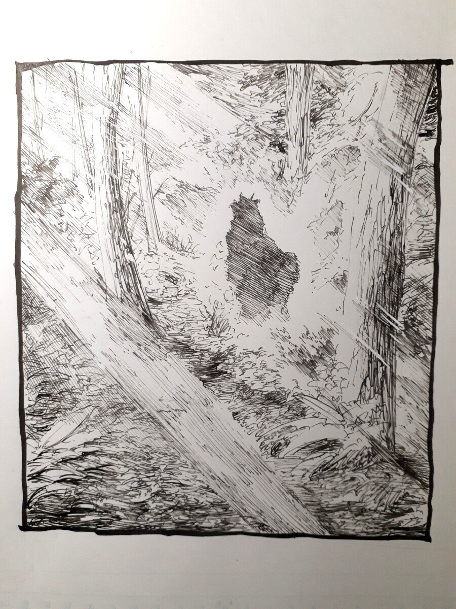Gペン 自然物を筆圧なしでさらさらさらーと描く練習 なんか もうちょっと止めるとこ止めてホワイト入れればこれ大丈夫な気がしてきました ここまで所要時間40分 うーん アシ時代に身に付けた 梅熊大介 Note