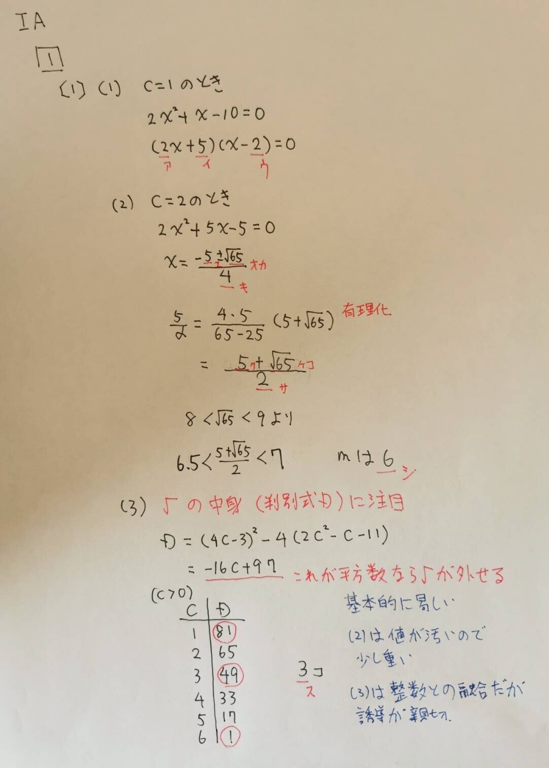 21年度共通テスト 数学 解答 解説 大北あきや Note