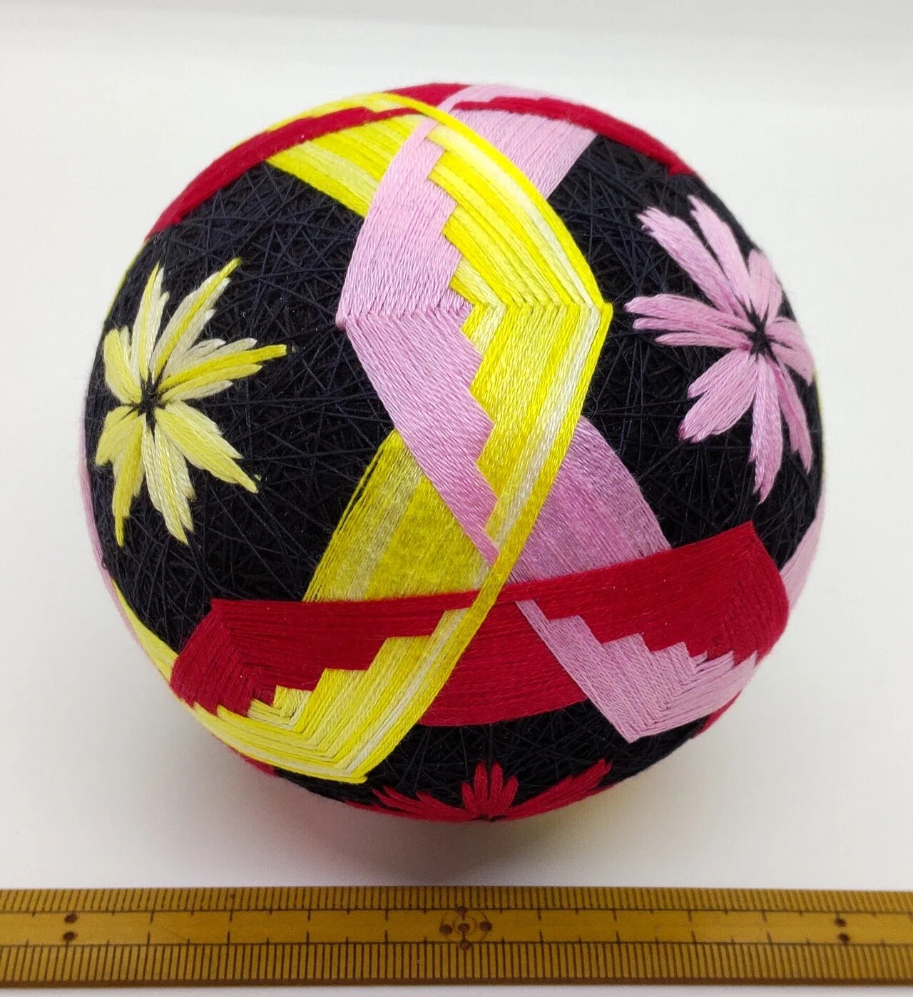 母の手まり、戦中派の女性の手仕事、25番刺繍糸で作る手まり、平成5年