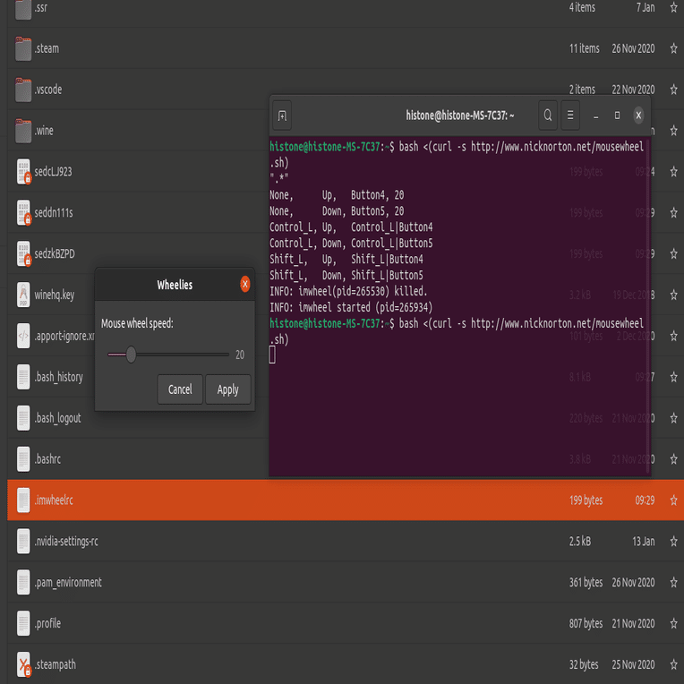 Ubuntuのマウススクロール調整 Histone Note