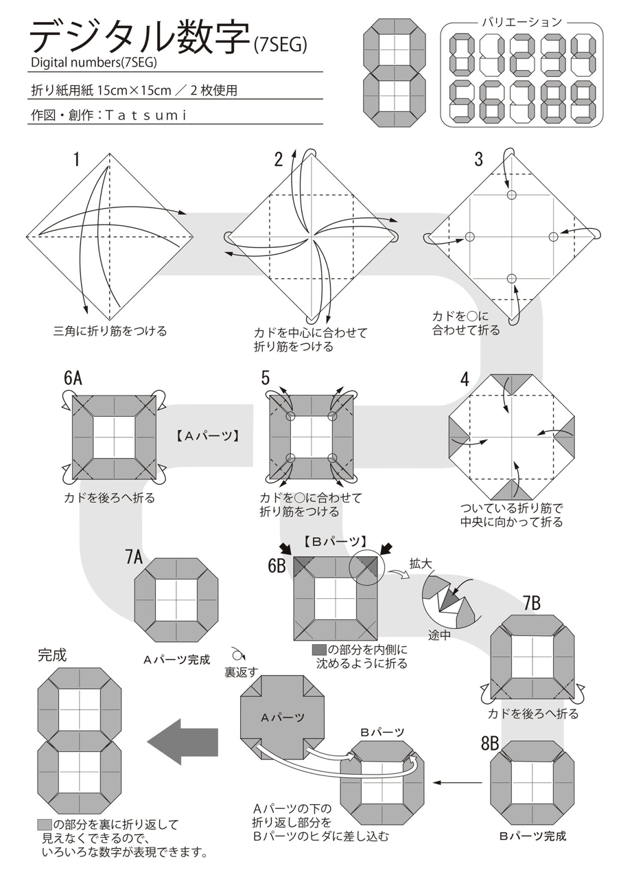 簡単自在 折り紙のデジタル数字 Origami Digital Numbers まさにぃ Note 簡単自在 折り紙のデジタル数字 Origami Digital Numbers まさにぃ Note