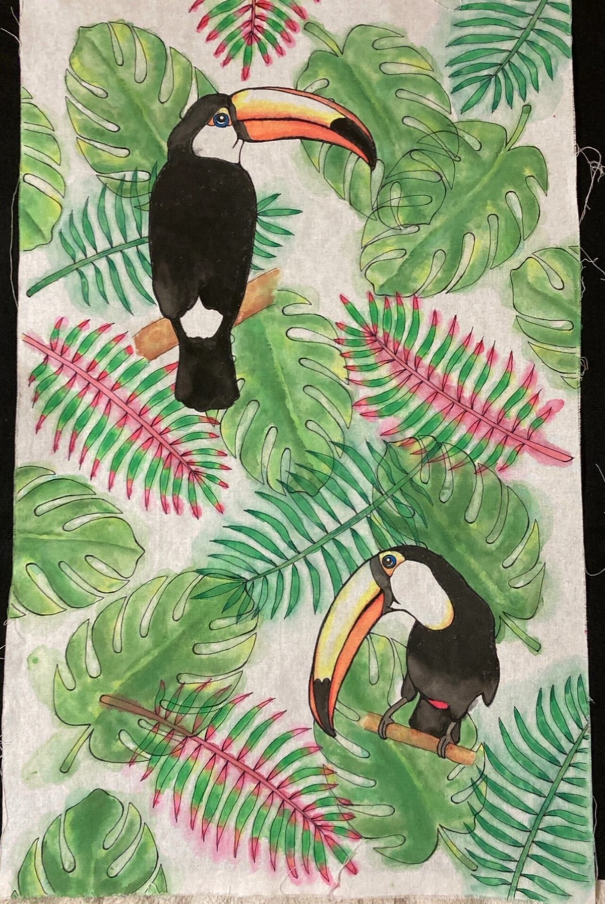 日本画で描くオニオオハシ　水彩画　水墨画　　絵　鳥　オオハシ　絵画　インテリア m60254786686_1.jpg?1710493381