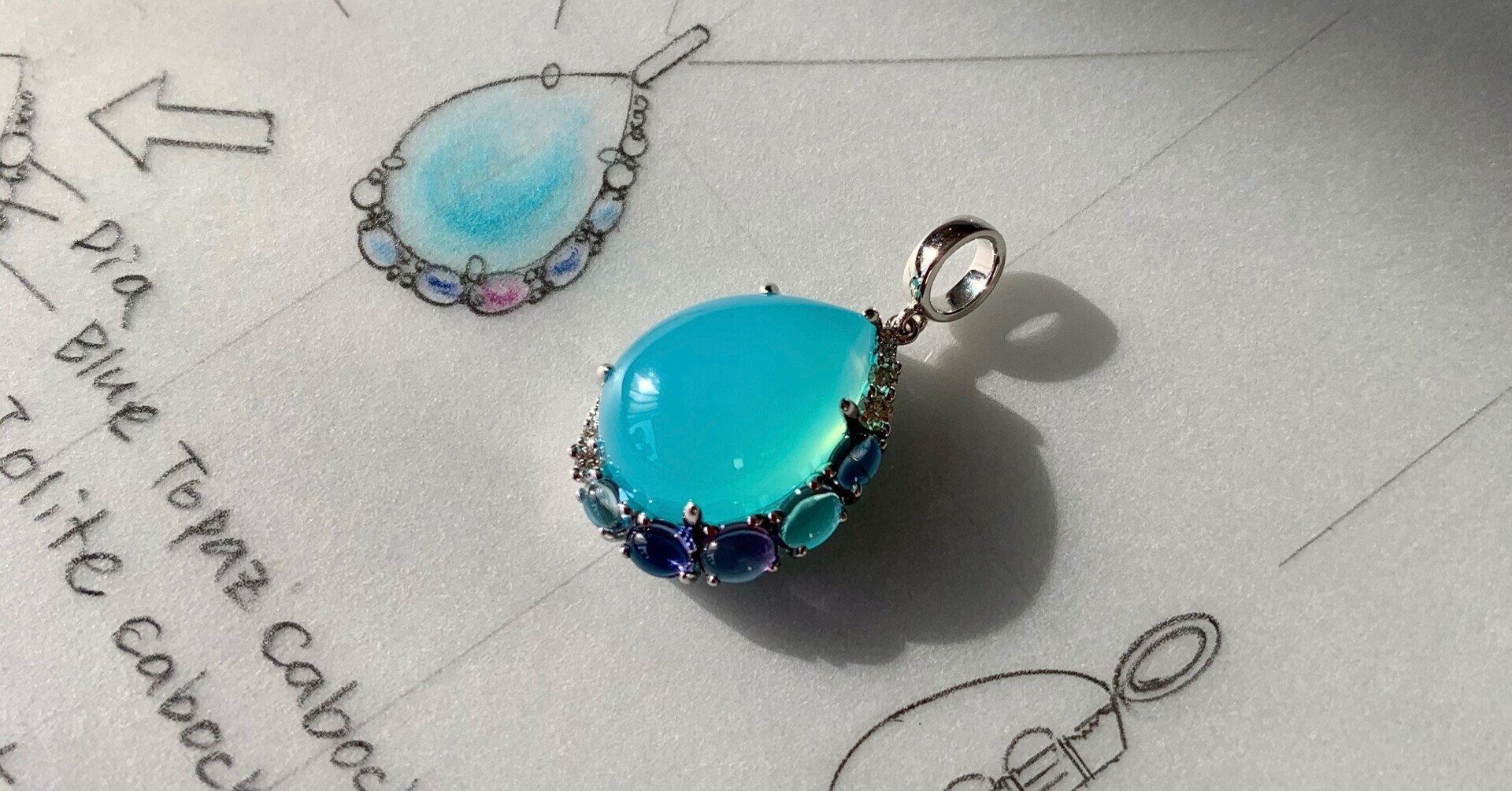 3石リング✳︎アクアカルセドニー