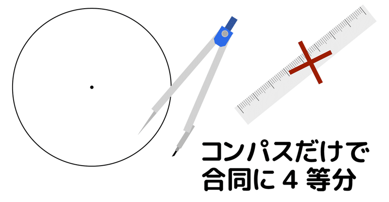 円をコンパスだけで4等分する作図 問題 Marupeke Ikd Note