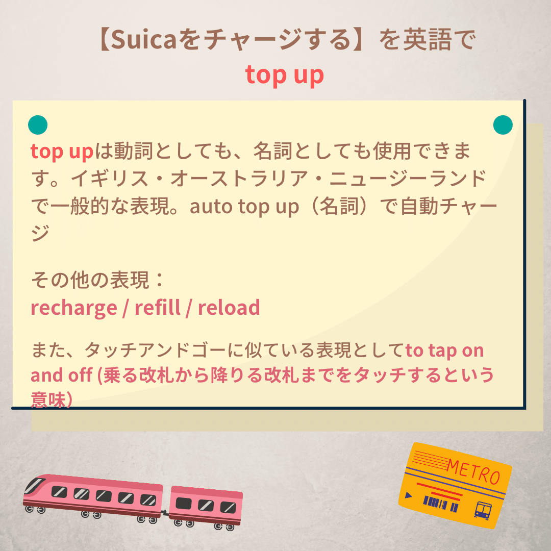 Suicaをチャージする を英語で何という Rae 英語小ネタ Note