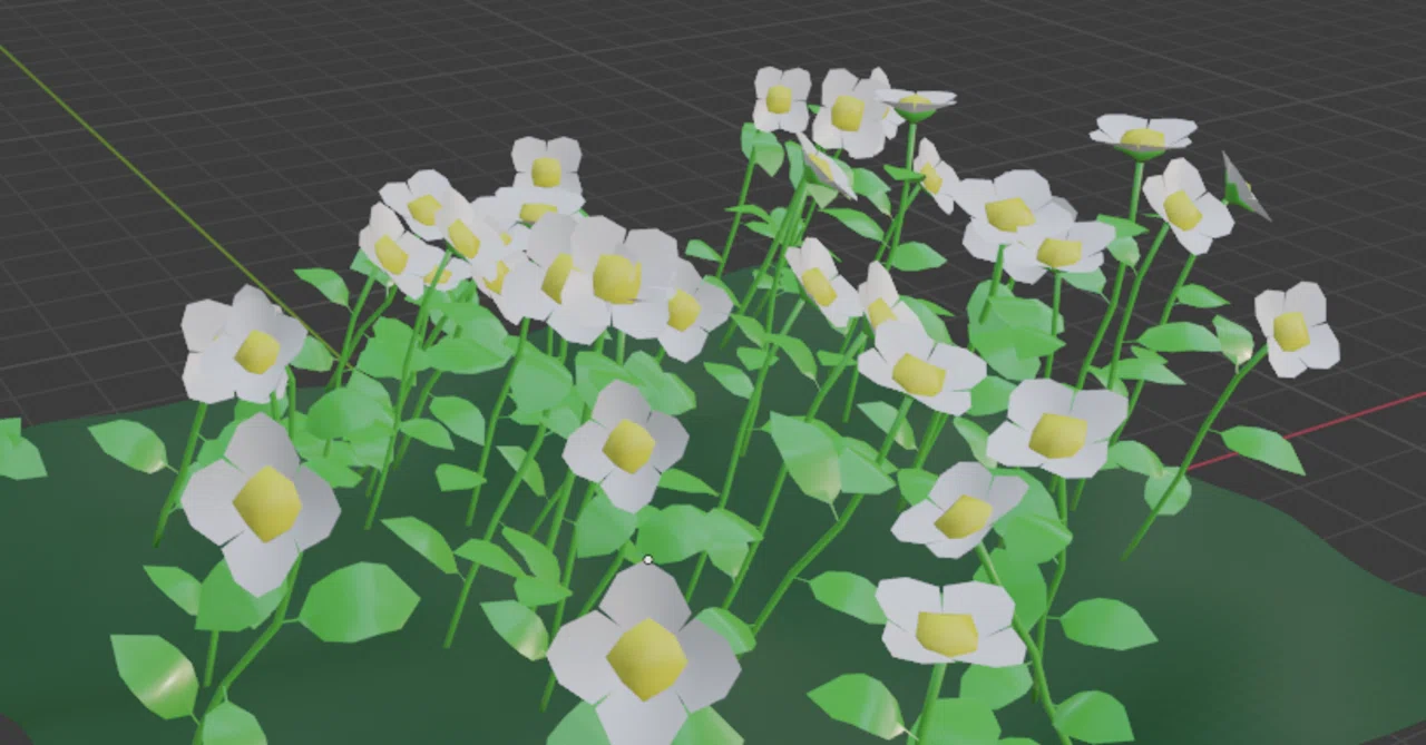 [Blender] Making flowers sway (Physics simulation)｜yugaki