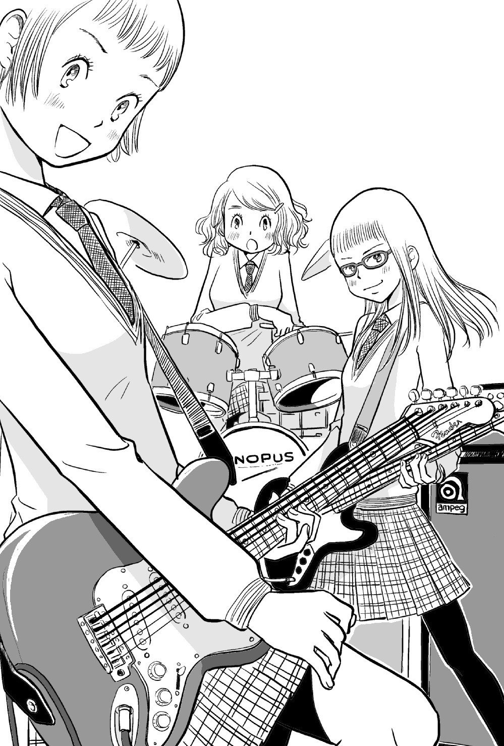 6 9 ロックの日なので昔描いてた女子高生ロックバンドマンガの予告カットを 青木俊直 Note