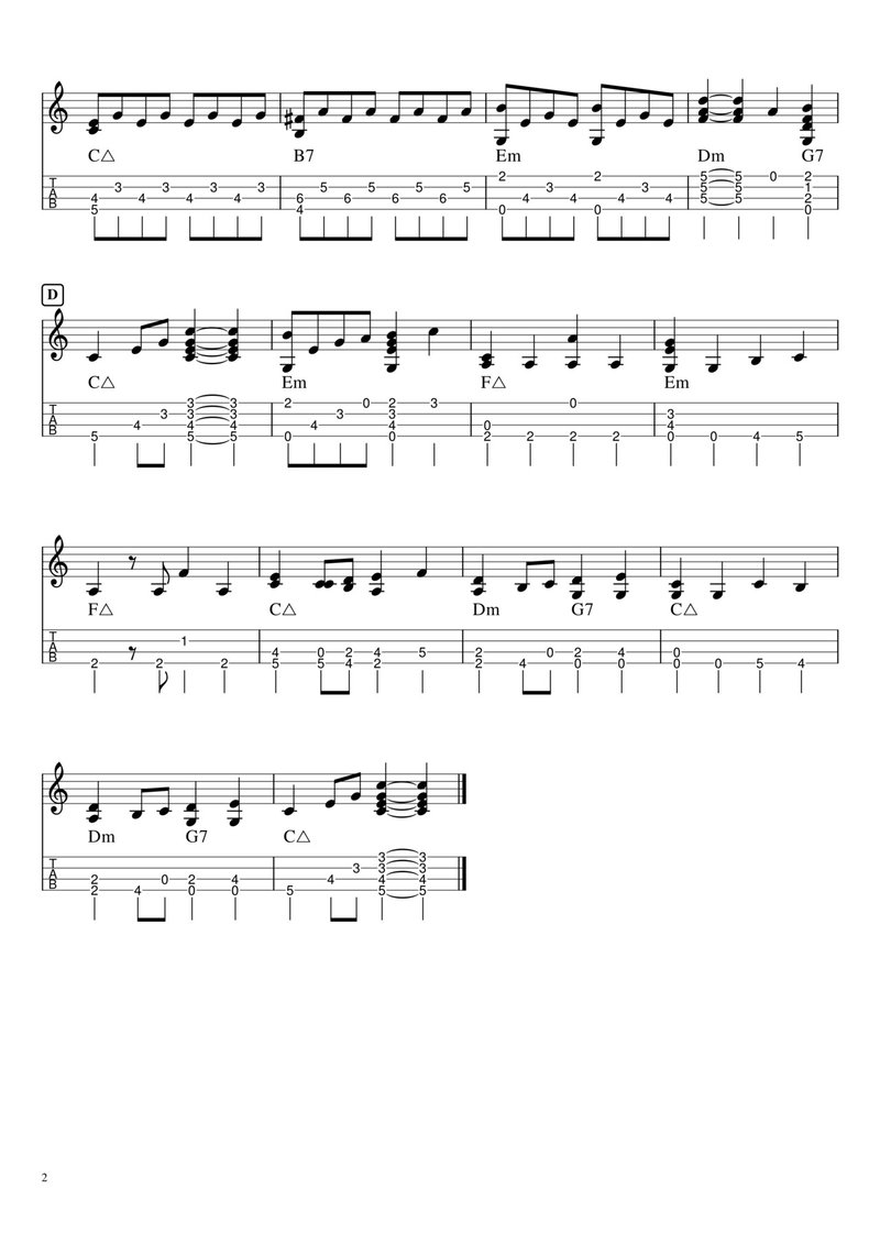 Tab譜 虹の彼方に Over The Rainbow Inonao Naoki Inoue Note