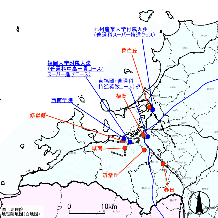 福岡県の進学校mapその2 福岡地区 朝森久弥 朝森教育データバンク Note