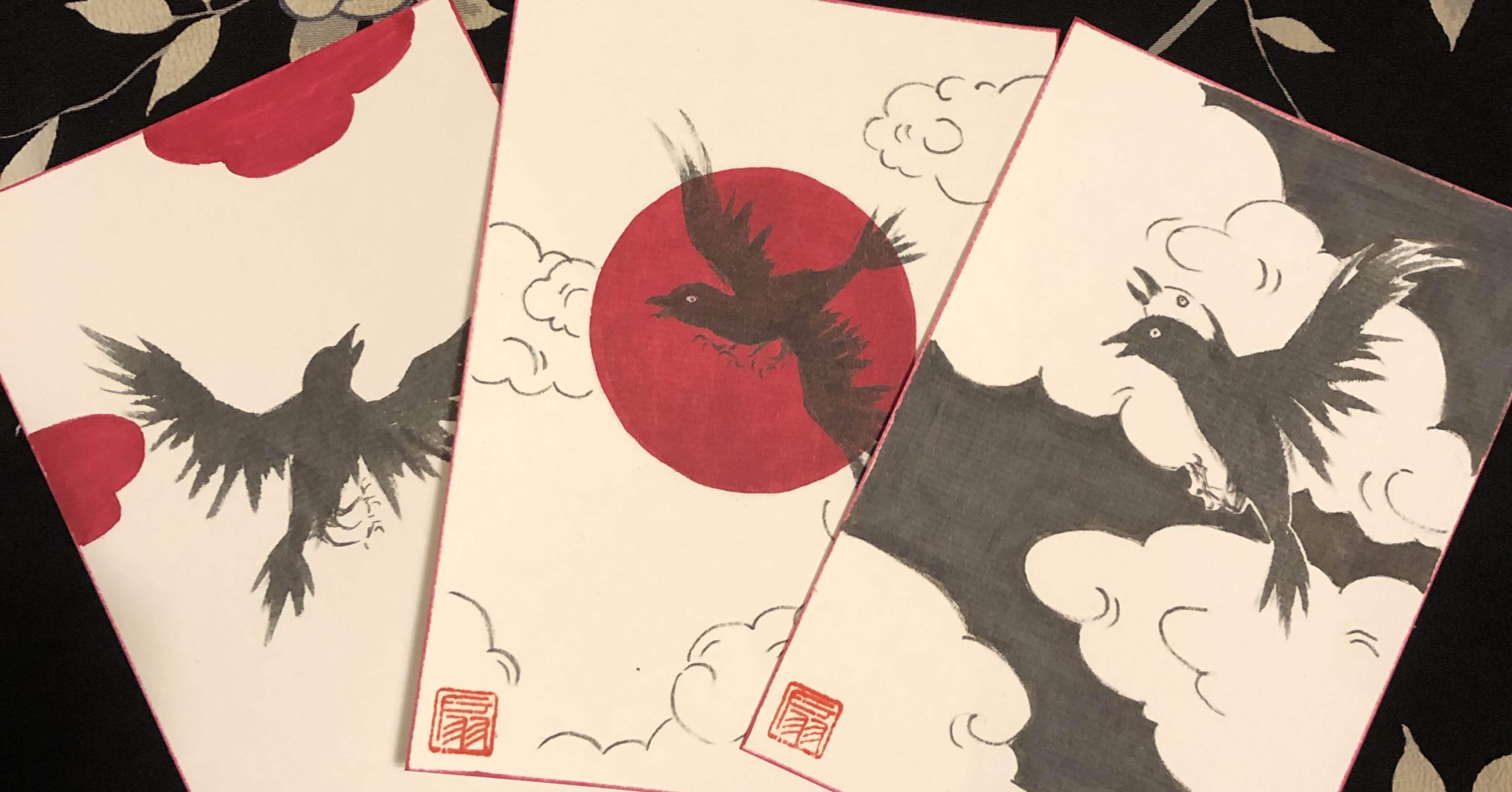 【現代アート/一点物】月と八咫烏【F6号】 現代アート/一点物】月と八咫烏【F6号】 絵画