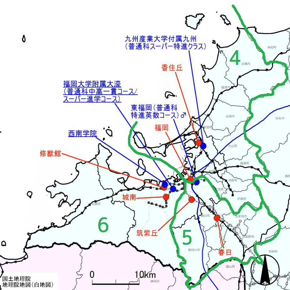 福岡県の進学校mapその2 福岡地区 朝森久弥 朝森教育データバンク Note