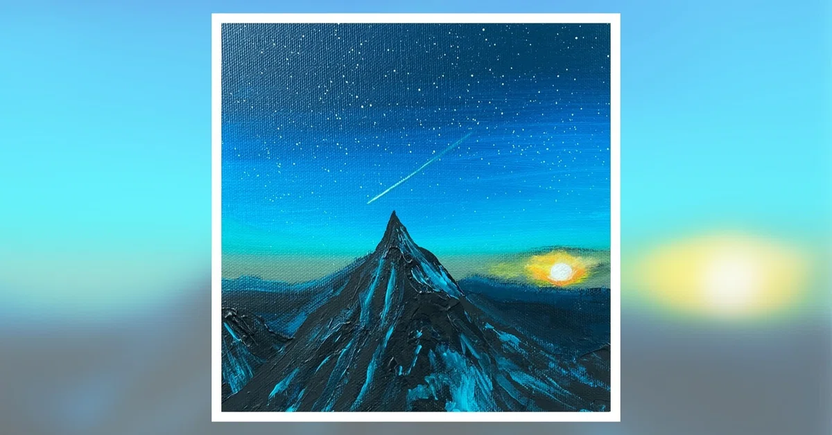 アクリル絵の具で「星空と山」を描く｜junya_art